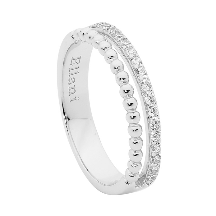 Ellani Sterling Silver White Cz Ring 3