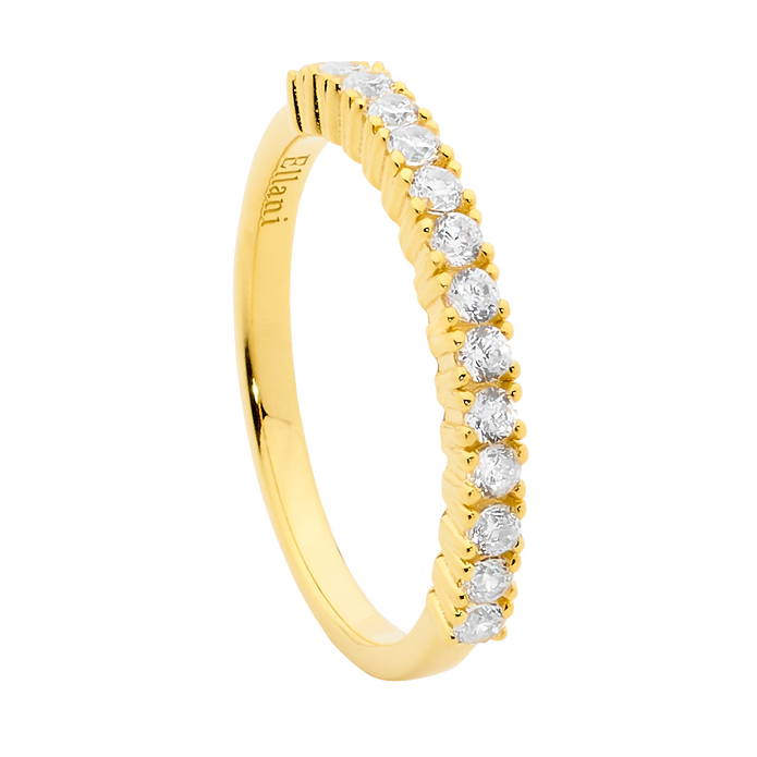 Ellani Sterling Silver Ygp White Cz Ring 5