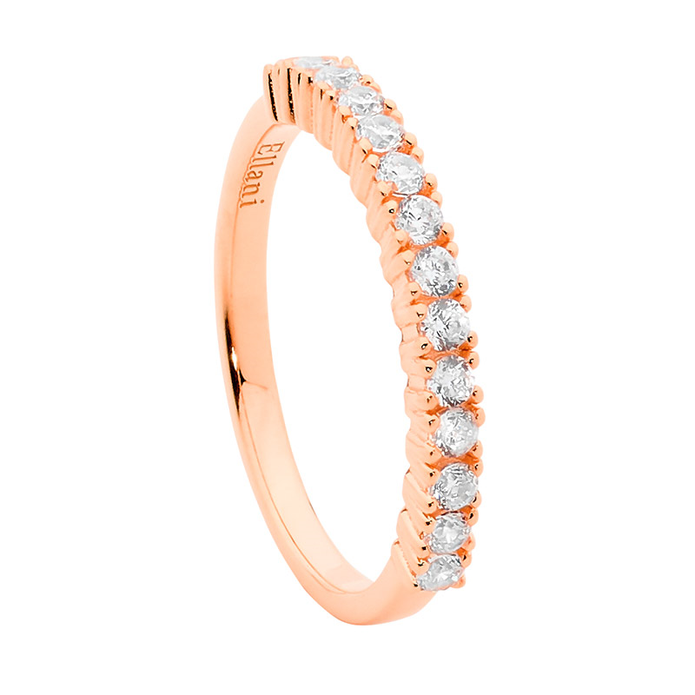 Ellani Sterling Silver Rgp White Cz Ring 6