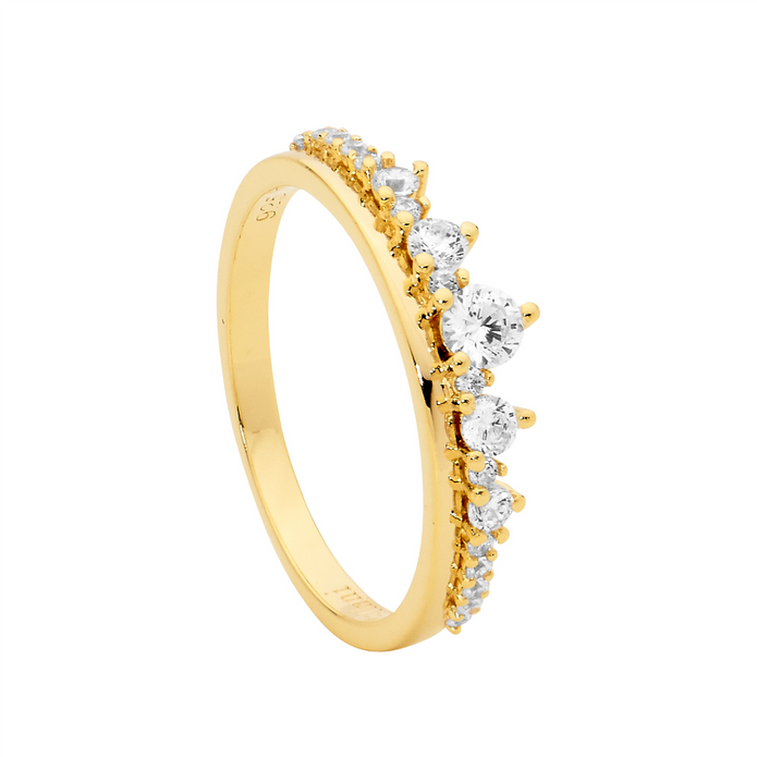 Ellani Sterling Silver Ygp White Cz Ring