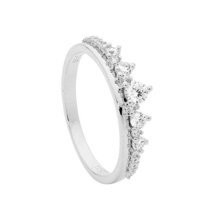 Ellani Sterling Silver White Cz Ring 5