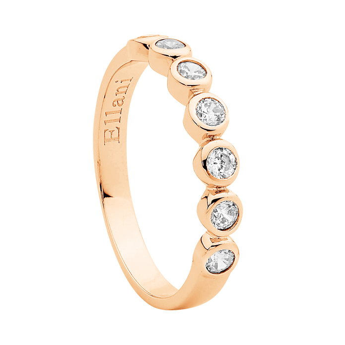 Ellani Sterling Silver Rgp White Cz Bezel Set Ring