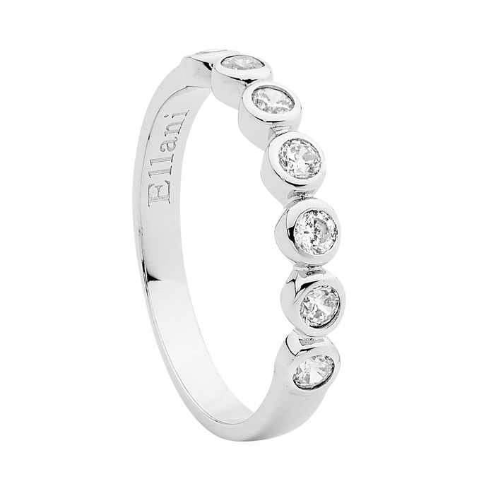 Ellani R505s Ellani Sterling Silver White Cz Bezel Set Ring.