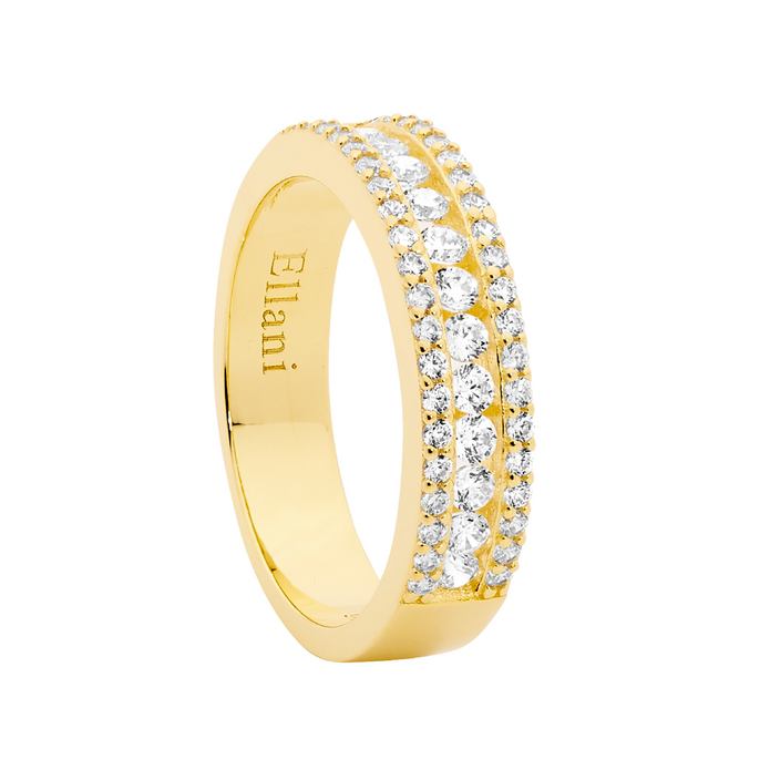 Ellani Sterling Silver Ygp White Cz Ring 7