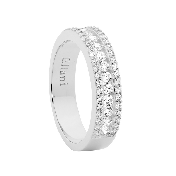 Ellani Sterling Silver White Cz Ring 7