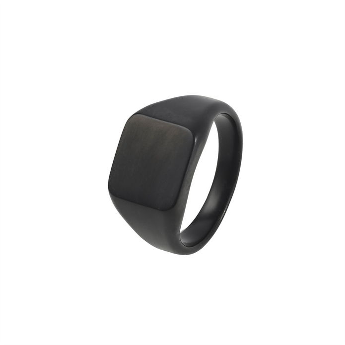Stainless Steel Black Brushed Signet Ring