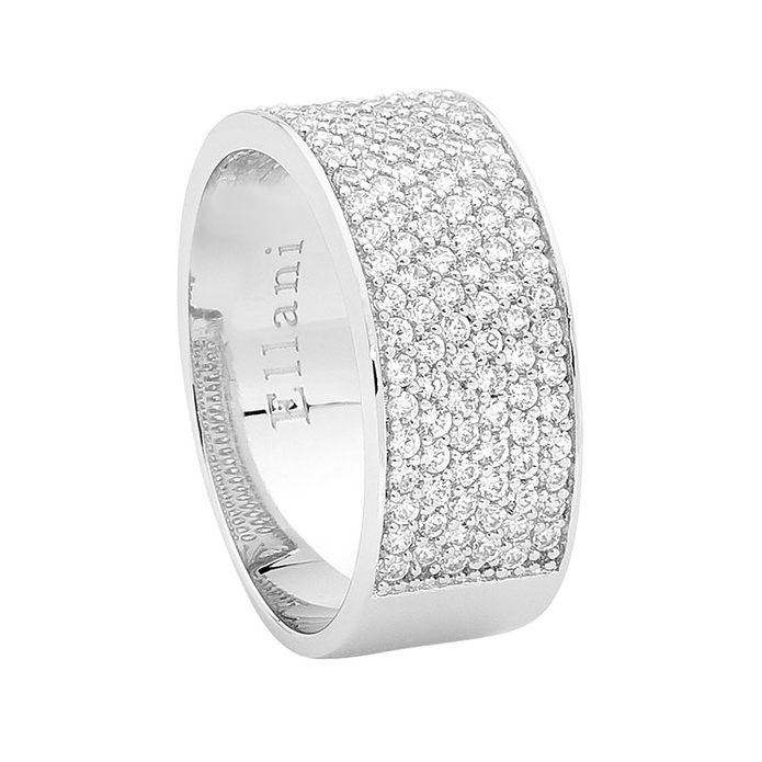 Ellani Sterling Silver 6 Row Cz Pave Ring