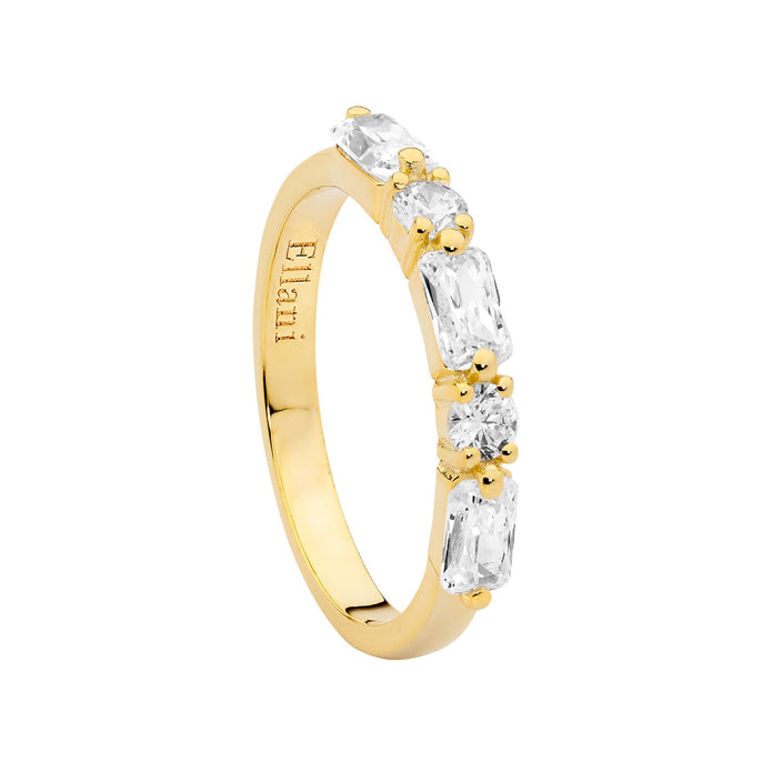 Ellani Sterling Silver Ygp Cz Ring
