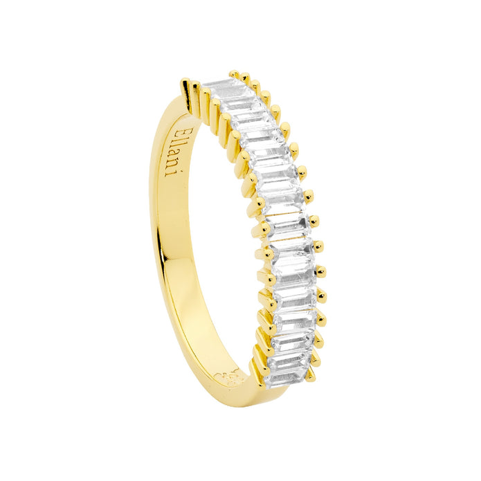 Ellani Sterling Silver Gp Cz Ring