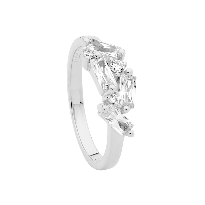 Ellani Sterling Silver Cz Cluster Ring
