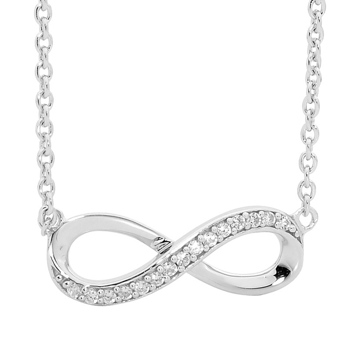 Ellani Sterling Silver Half White Cz Infinity Pendant