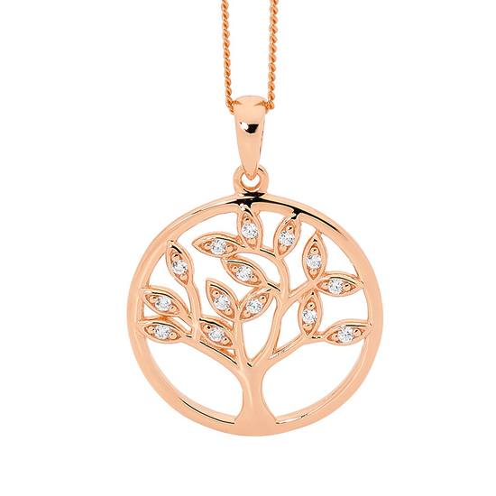 Ellani Sterling Silver Cz Rgp 'tree Of Life' Pendant