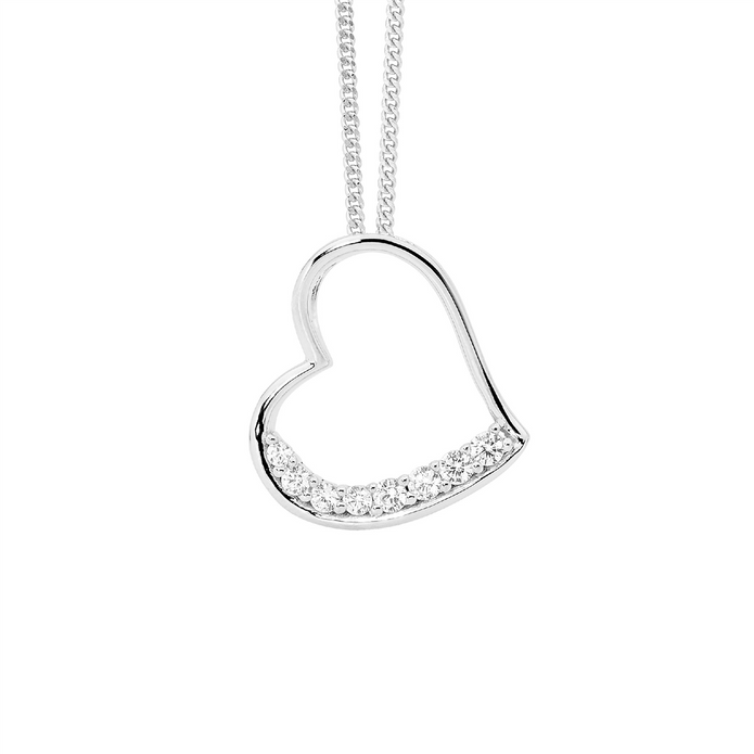 Ellani Sterling Silver Cz Heart Pendant 2