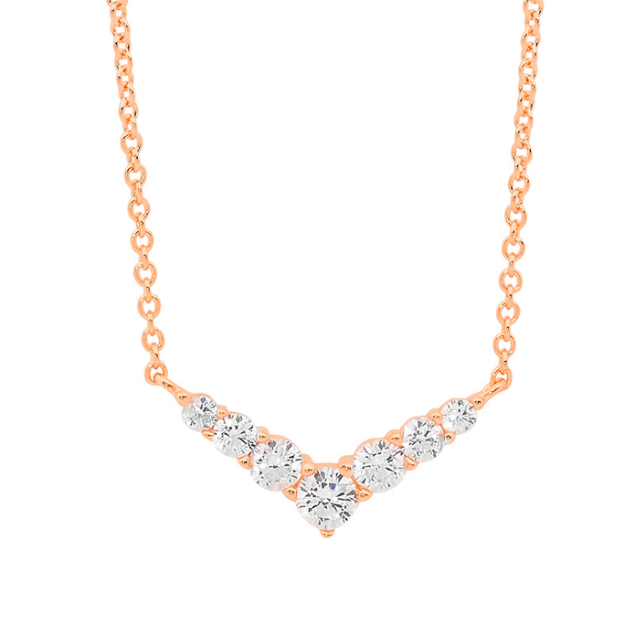 Ellani Sterling Silver Rgp V Cz Pendant