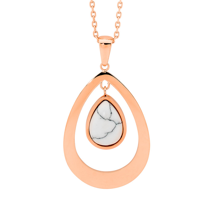 Ellani Stainless Steel Open Tear Howlite Rgp Pendant