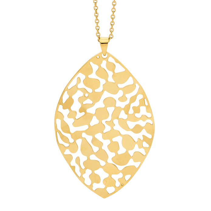 Ellani Stainless Steel 50mm Gp Leaf Pendant