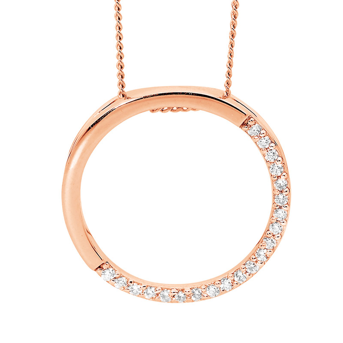 Ellani Sterling Silver Rgp 20mm Half White Cz Open Circle Pendant
