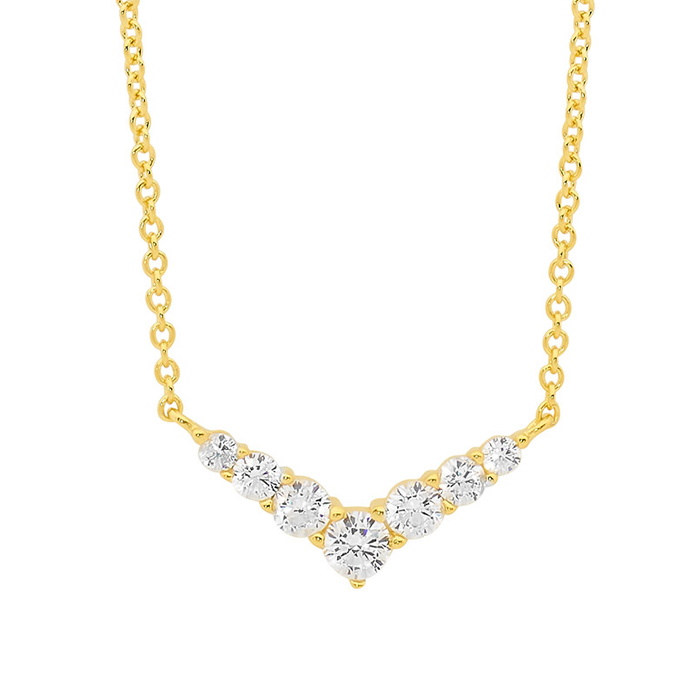 Ellani Sterling Silver Gp V Cz Pendant
