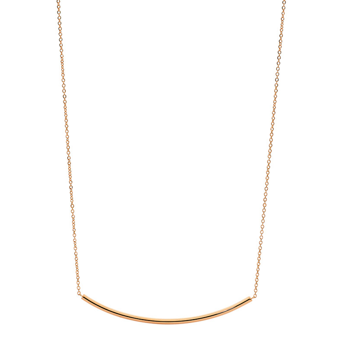 Ellani Stainless Steel Rgp Curved Bar Necklace