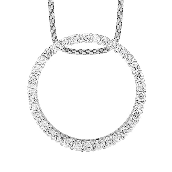 Ellani Sterling Silver 20mm Cz Circle Pendant