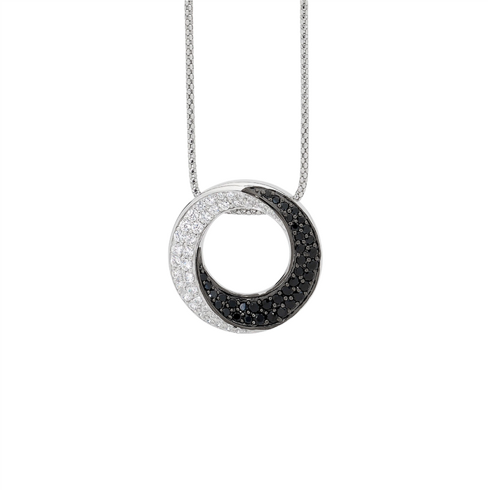 Ellani Sterling Silver Cz Wave Pendant