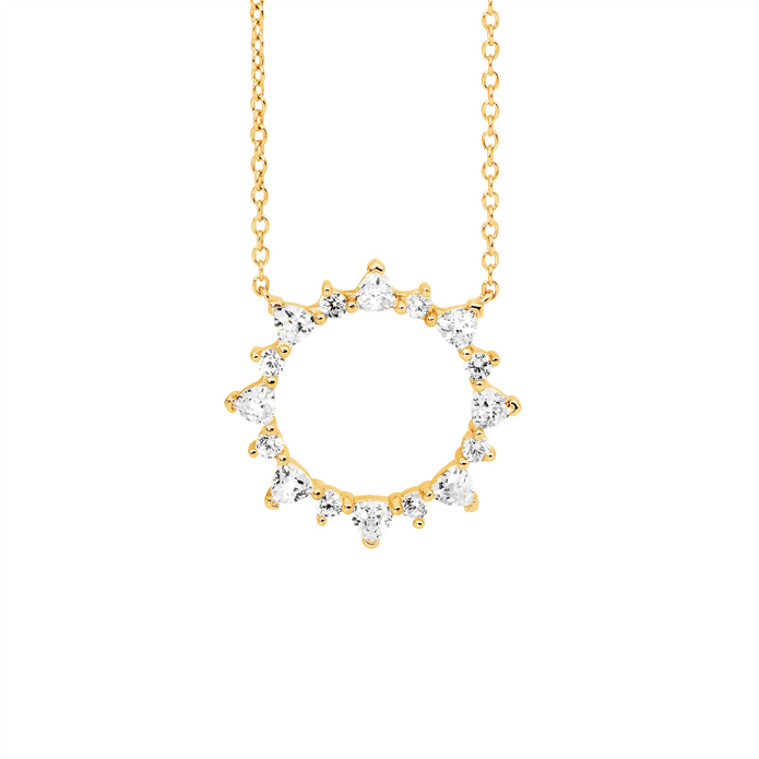 Ellani Sterling Silver Cz Gp Open Circle Pendant