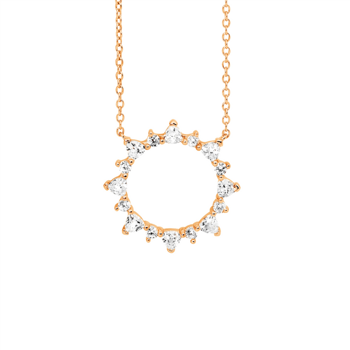 Ellani Sterling Silver Cz Rgp Open Circle Pendant