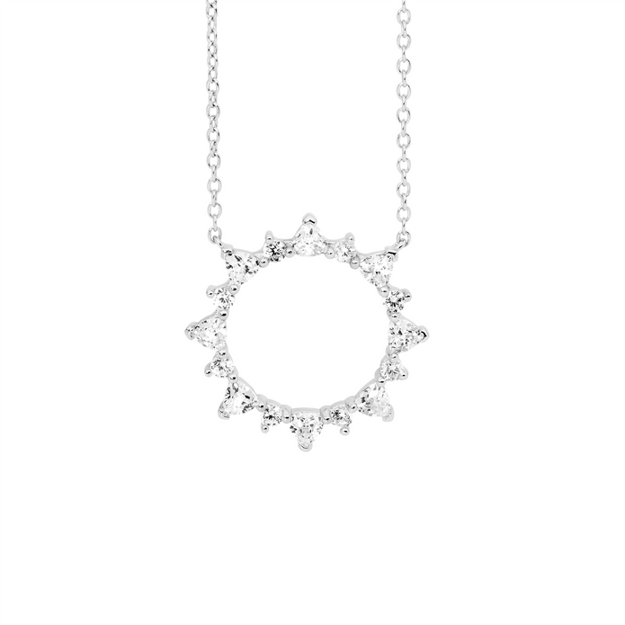 Ellani Sterling Silver Cz Open Circle Pendant