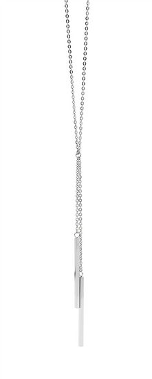 Ellani Stainless Steel 42cm Necklace 2x Drop Bars - Rrp $59