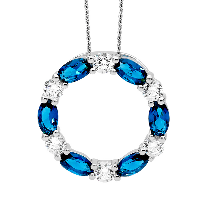 Ellani Sterling Silver 19mm Cz Circle Pendant