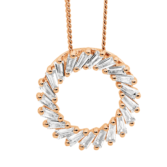 Ellani Sterling Silver Cz Rgp 16mm Circle Pendant