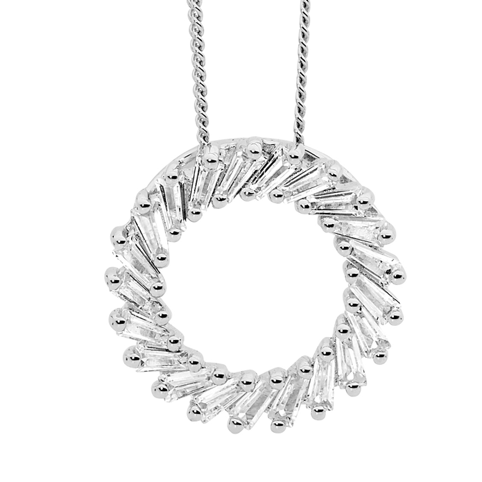 Ellani Sterling Silver Cz 16mm Circle Pendant