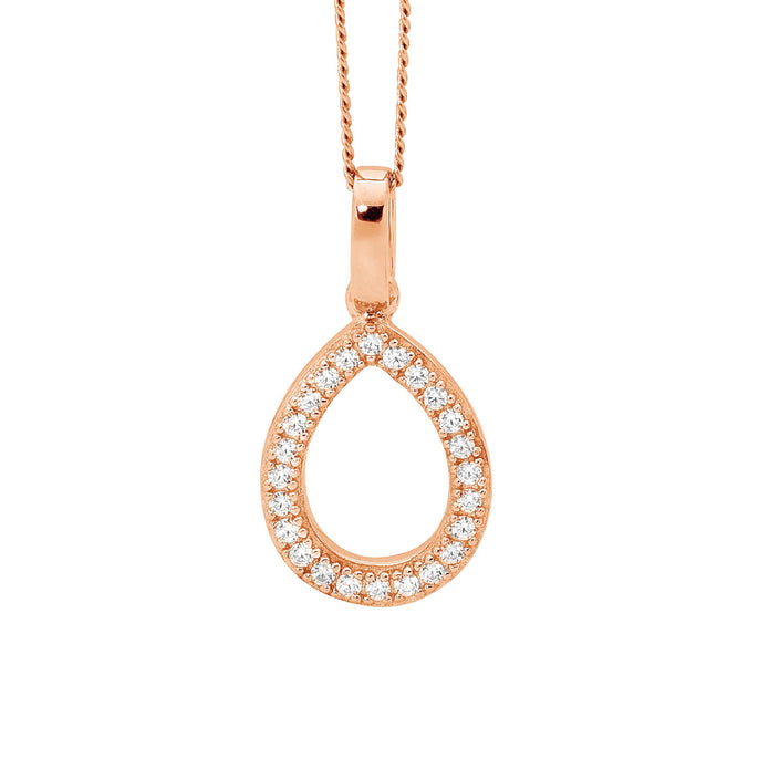 Ellani Sterling Silver Rgp Cz Tear Drop Pendant
