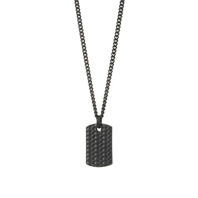 Black Stainless Steel Tyre Pattern Dog Tag Pendant And Chain