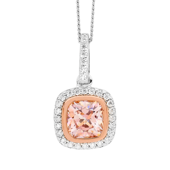 Ellani Sterling Silver Cz Halo Rgp Drop Pendant 2