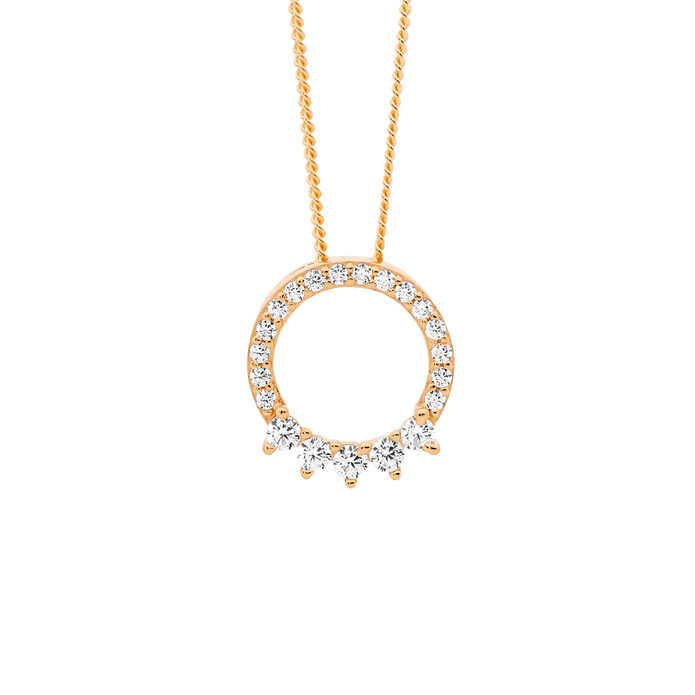 Ellani Sterling Silver 12mm Rgp Cz Open Circle Pendant