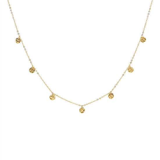 Ellani Stainless Steel Gp 7x Disk Feature Necklace