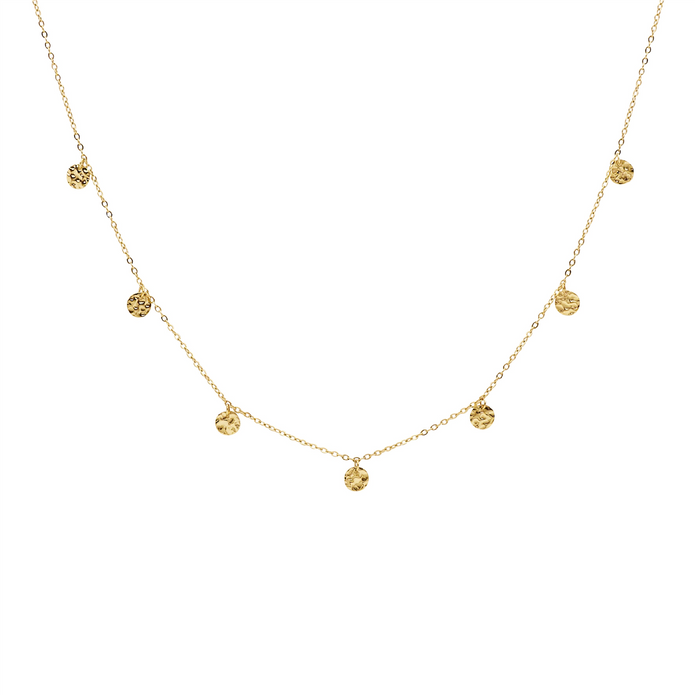 Ellani Stainless Steel Gp 7x Disk Feature Necklace