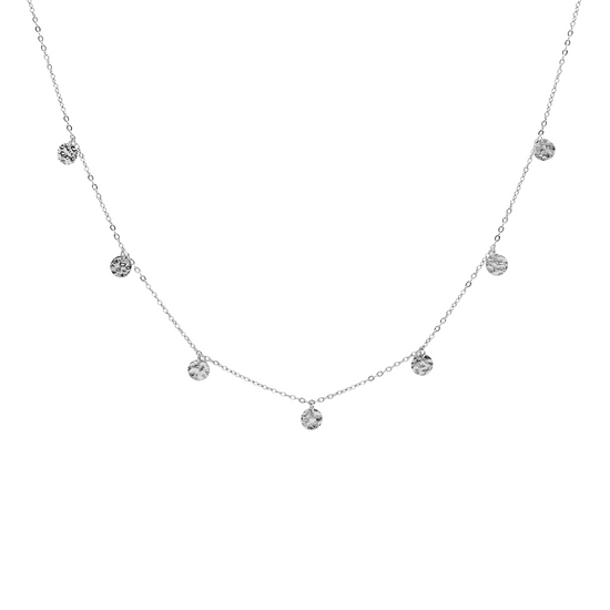 Ellani Stainless Steel 7x Disk Feature Necklace