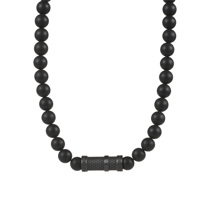 Agate Stone/ion Plated Black Stainless Steel Pendant