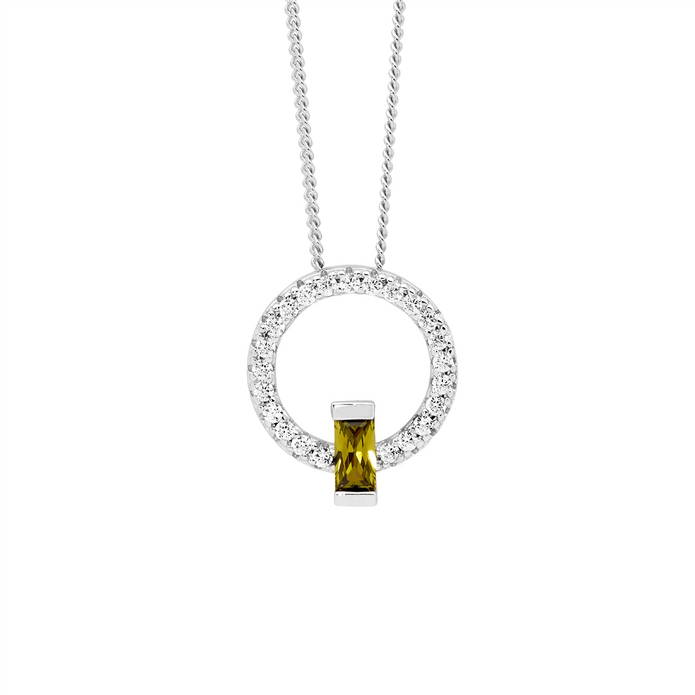 Ellani Sterling Silver 13mm Cz Open Circle Pendant 2