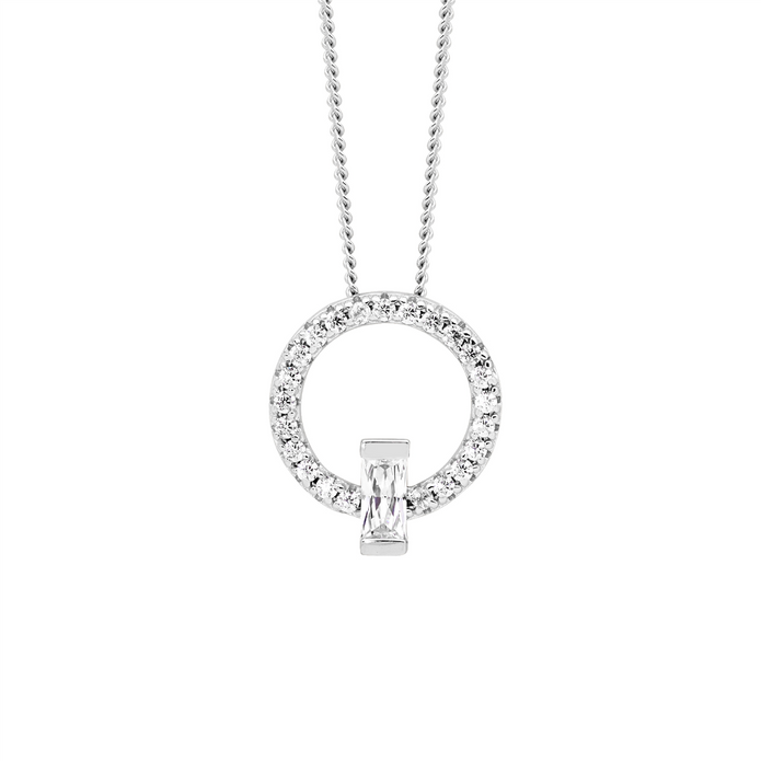 Ellani Sterling Silver 13mm Cz Open Circle Pendant 4