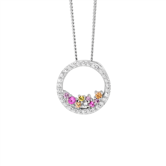 Ellani Sterling Silver 14mm Cz Open Circle Pendant 2