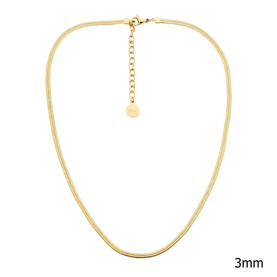 Ellani Sp126g Ellani Stainless Steel Gold Plated 3mm Herringbone Chain 40cm + 5cm.