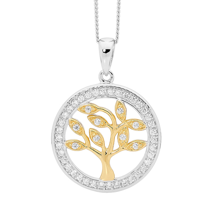 Ellani Sterling Silver Cz 'tree Of Life' Pendant
