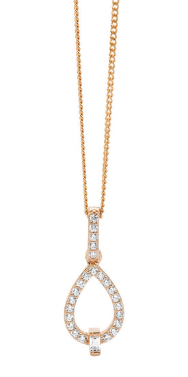 Ellani Sterling Silver Rgp Cz Open Tear Drop Pendant 3