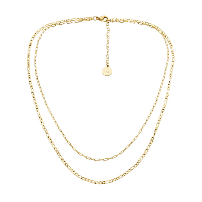 Ellani Stainless Steel Ygp Double Chain Necklace