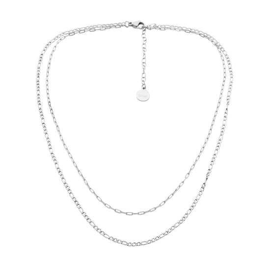 Ellani Stainless Steel Double Chain Necklace
