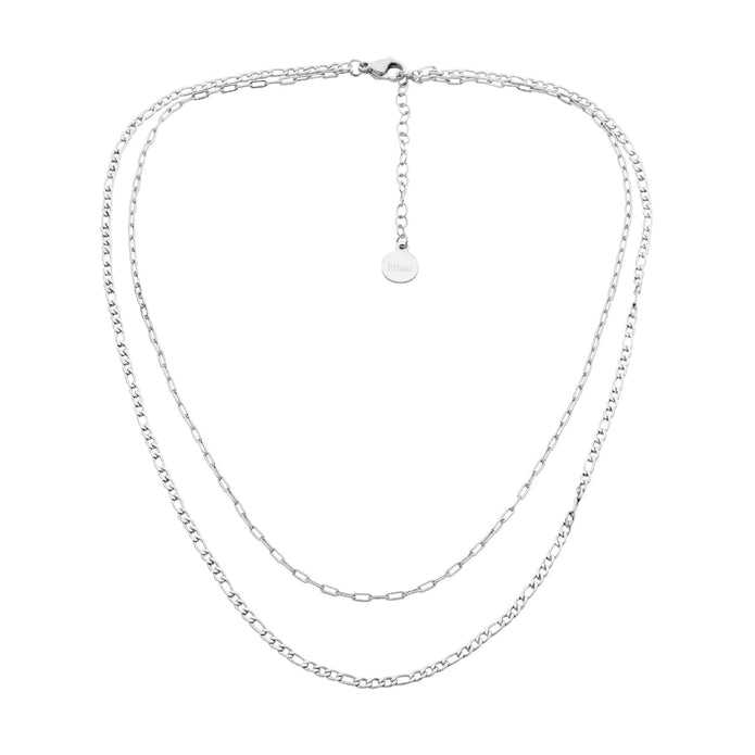 Ellani Stainless Steel Double Chain Necklace