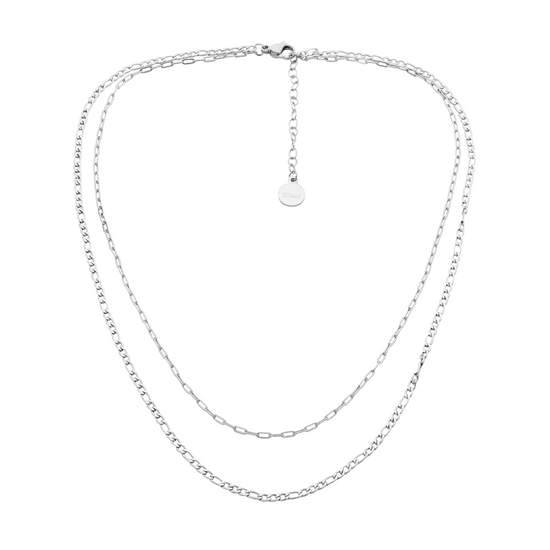 Ellani Stainless Steel Double Chain Necklace